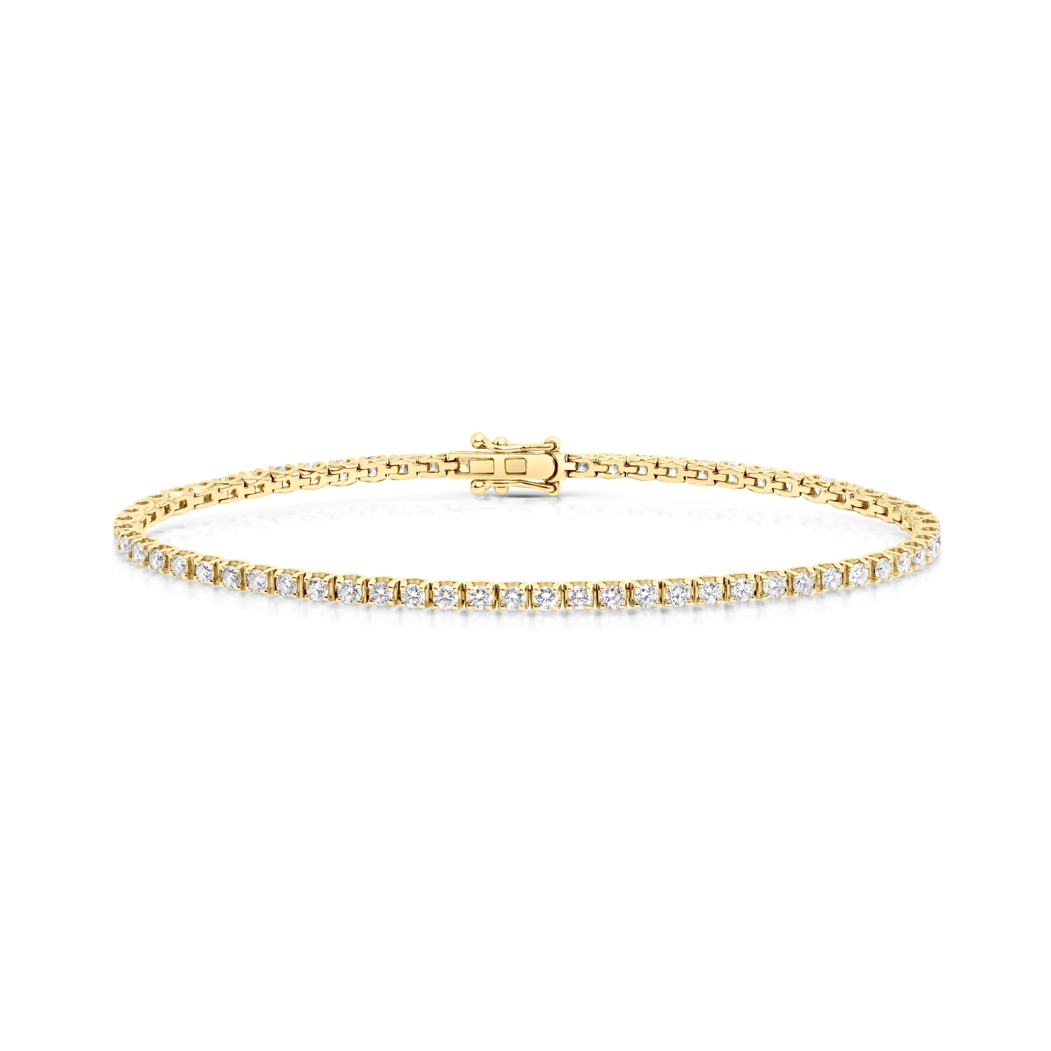 Tennisarmband aus 18-karätigem Gelbgold mit durchgehend gefasten natürlichen Diamanten - klassisches, funkelndes Diamantarmband im eleganten Design.
