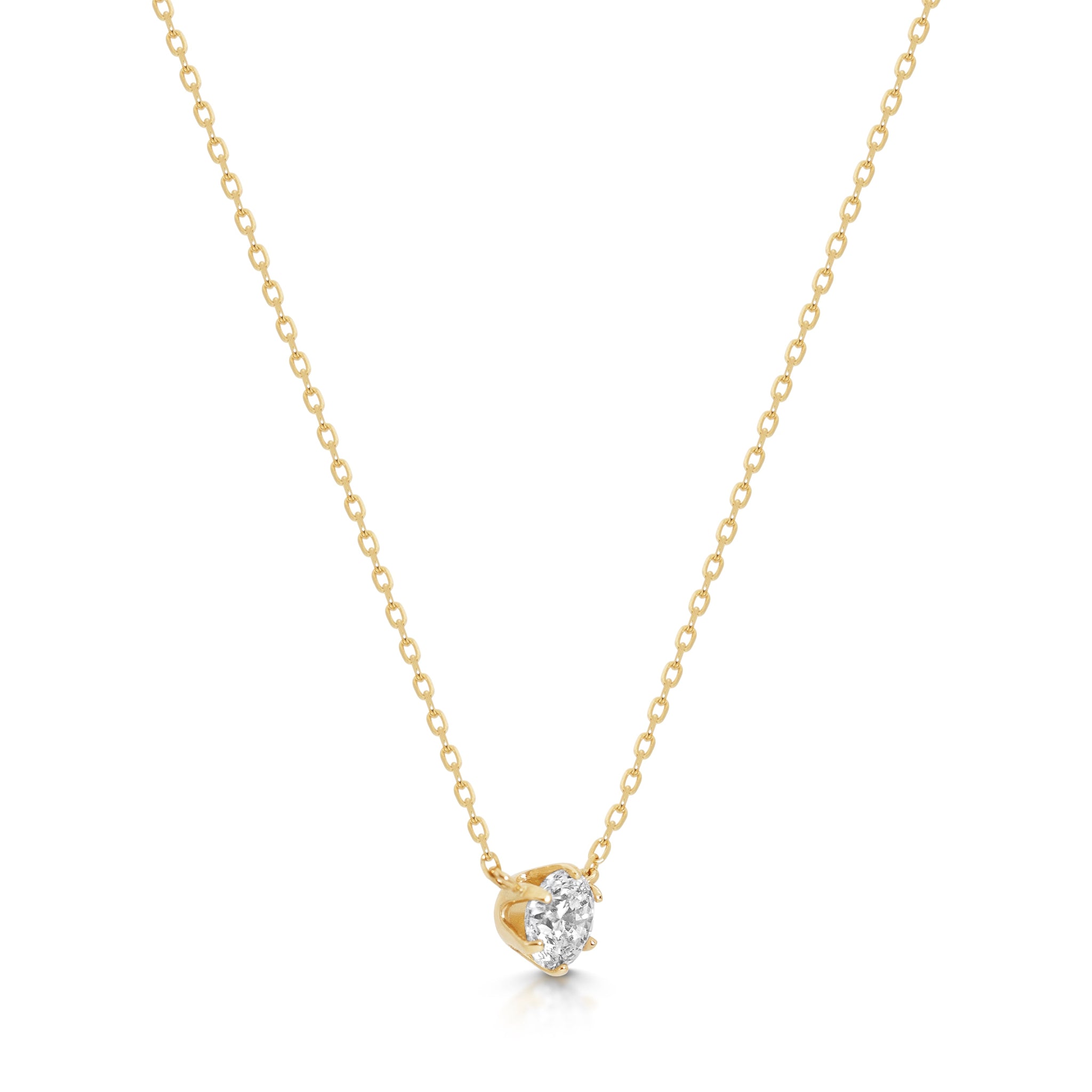 Ina Halskette aus 18 Karat Gelbgold mit funkelndem Diamanten in Krappenfassung - elegante Goldkette für Damen.