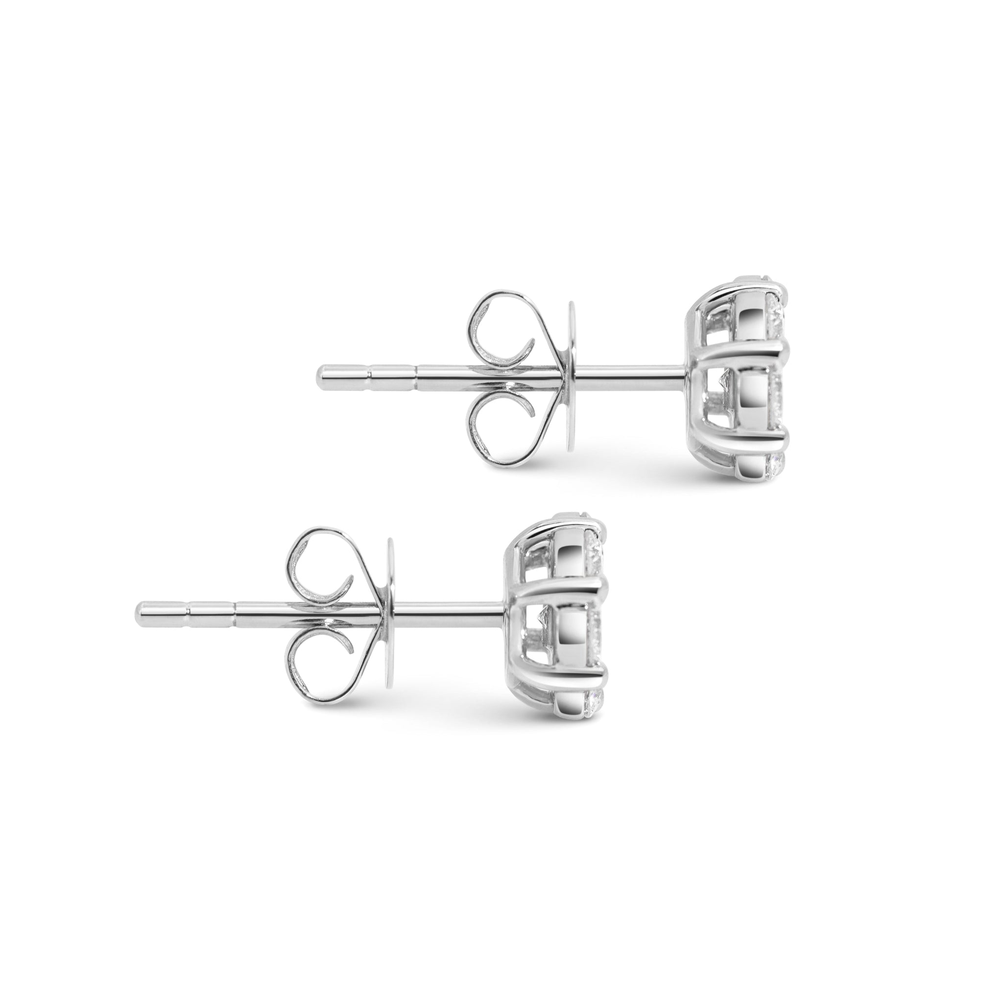 18k Weißgold Diamant-Ohrstecker mit Butterfly-Verschluss - seitliche Ansicht hochwertiger Diamant-