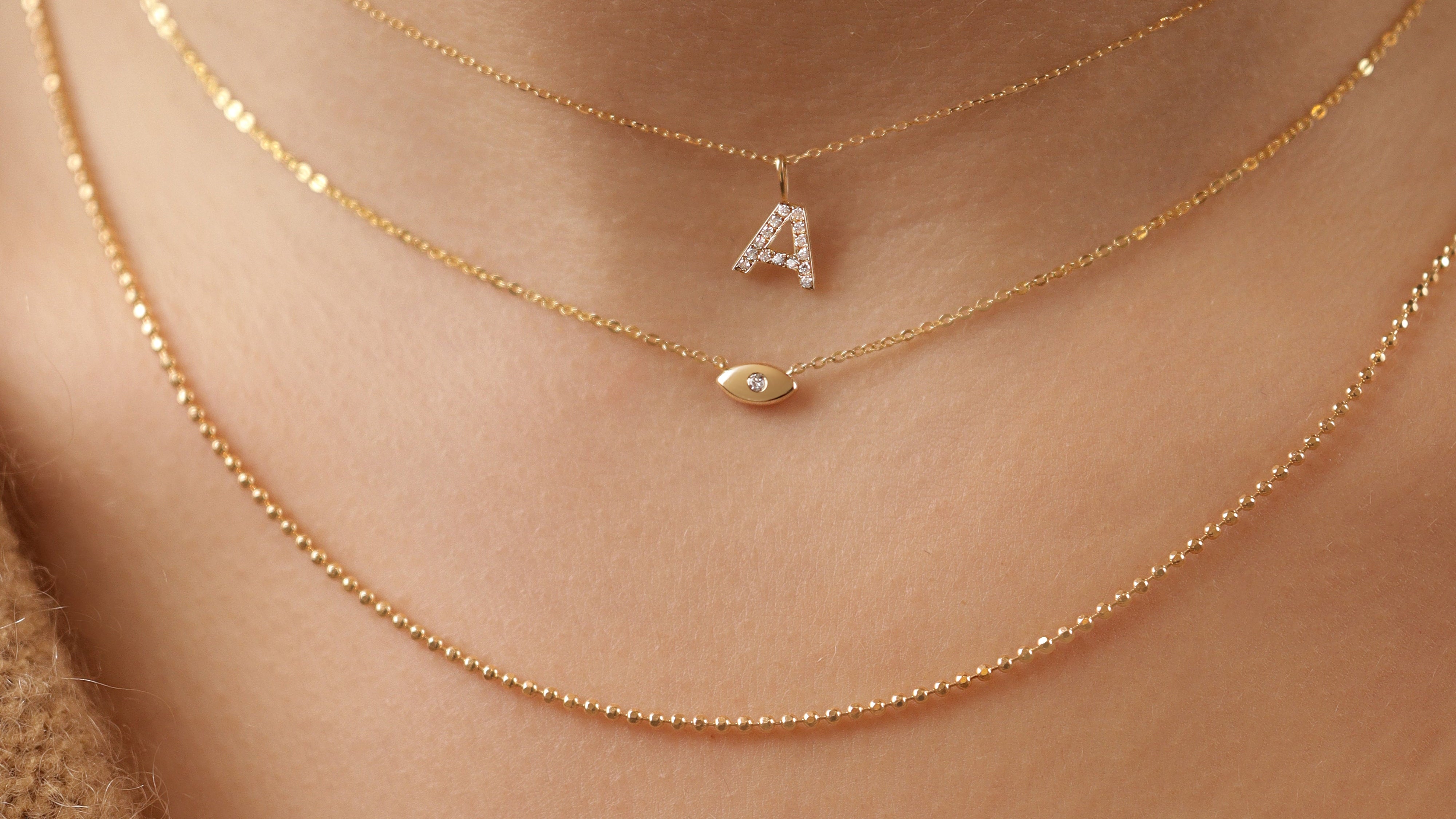 18k Gold Halsketten mit natürlichen Diamanten layered Look Vasana Jewelry