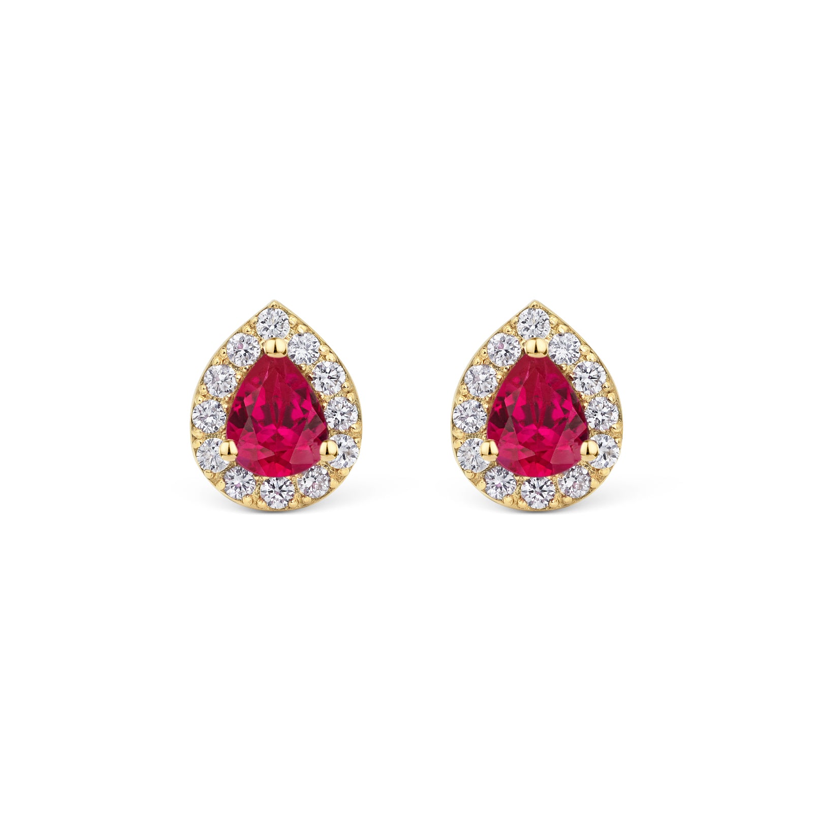 Aria Rubin Ohrringe mit Rubin im Tropfenschliff und Diamantbesatz in Gold