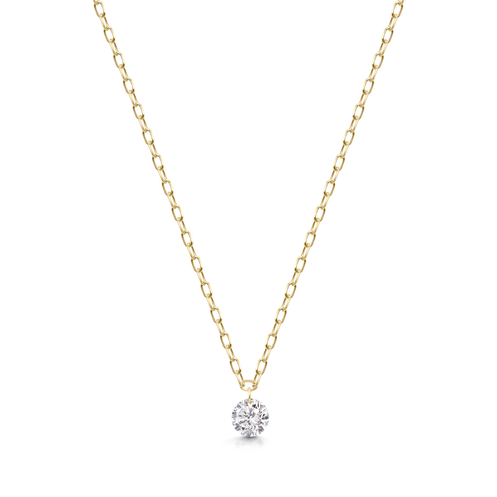 18 Karat Goldkette mit funkelndem Diamantanhänger auf weißem Hintergrund